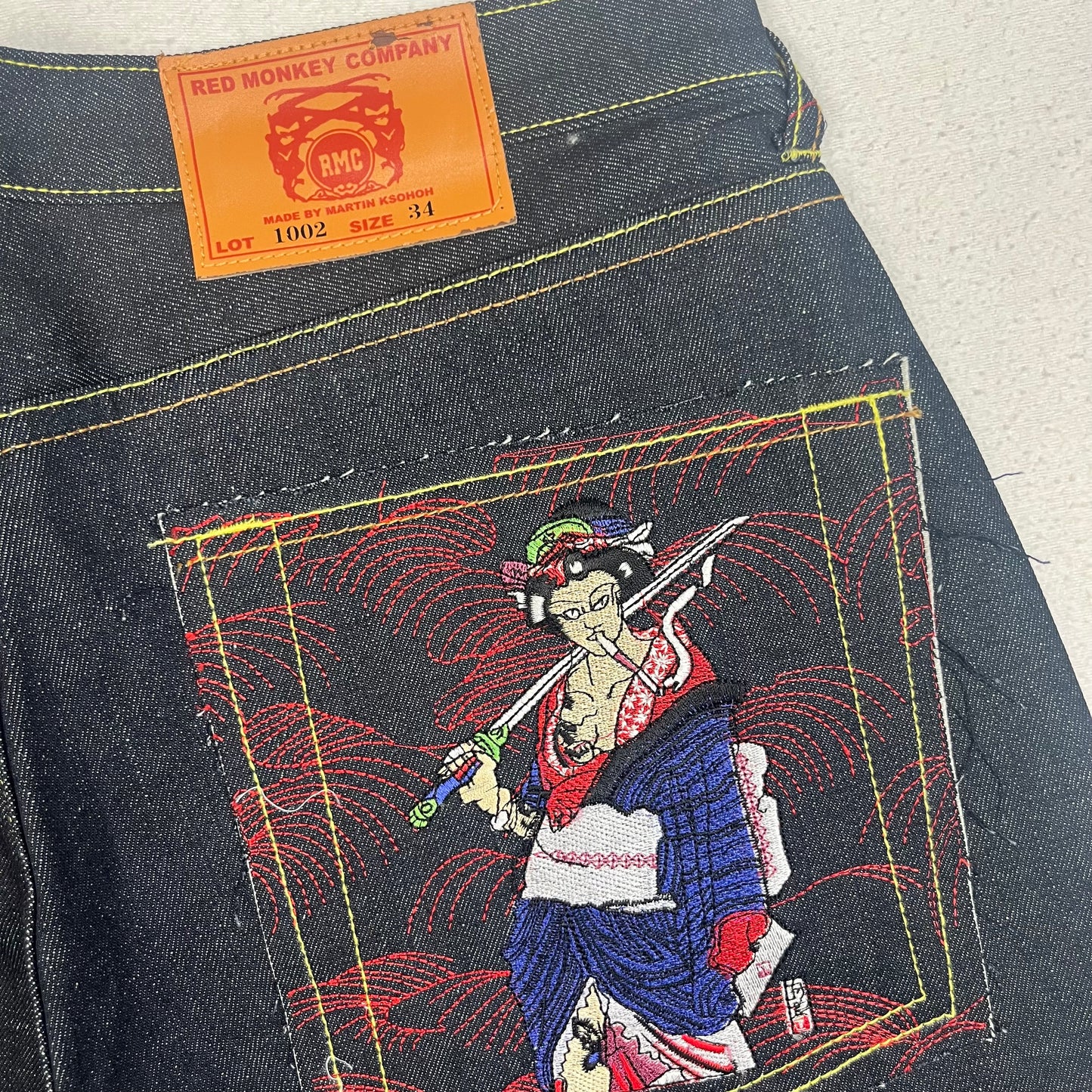 RMC Red Embroidered Jorts (multiple sizes)