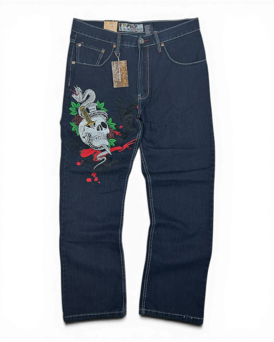 2000's Deadstock Ninety Six North Embroidered Bones Jeans
