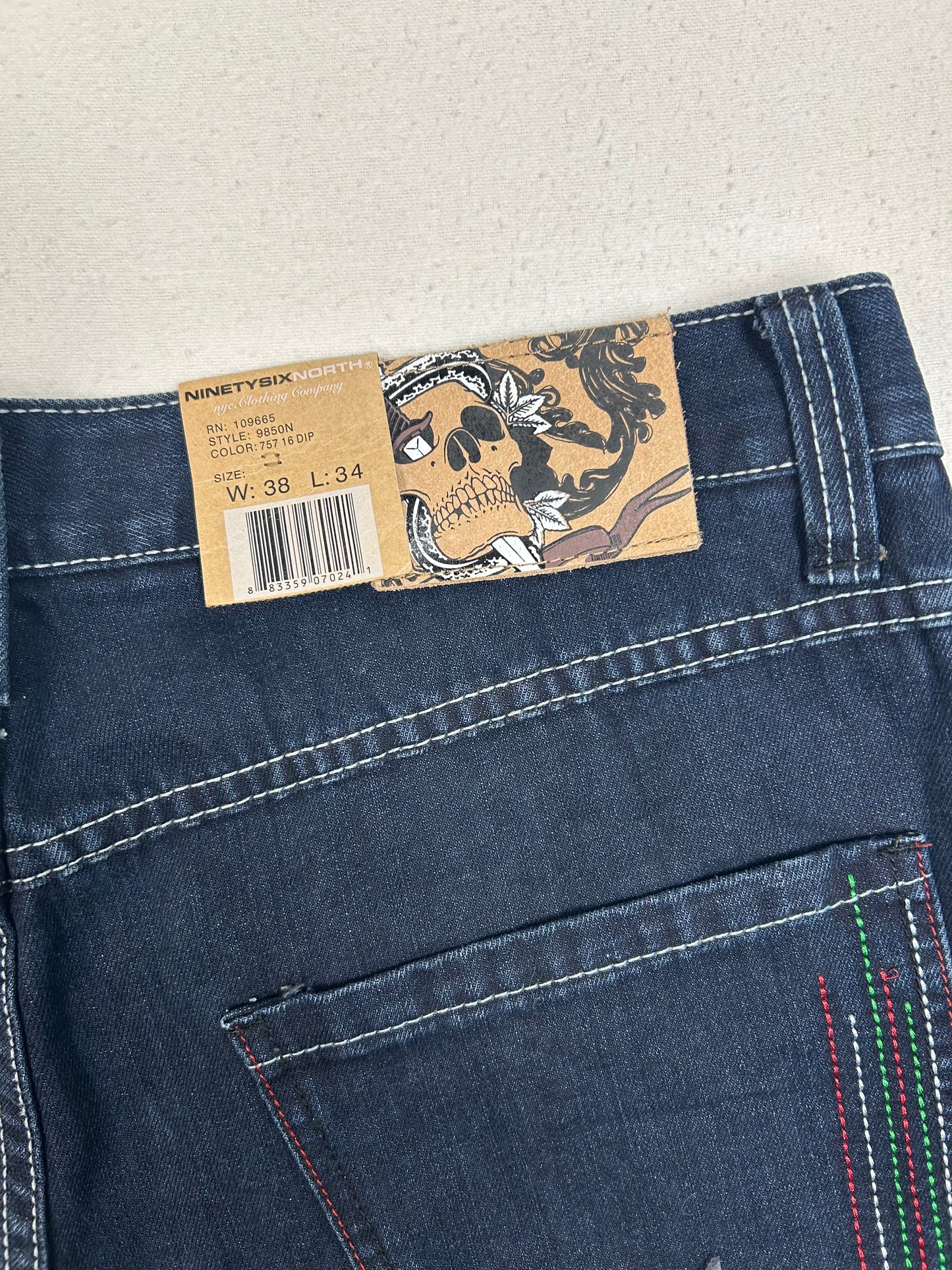 2000's Deadstock Ninety Six North Embroidered Bones Jeans